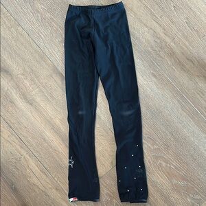 Karisma girls Black Athletic ice skating Leggings with Rhinestone Detail.